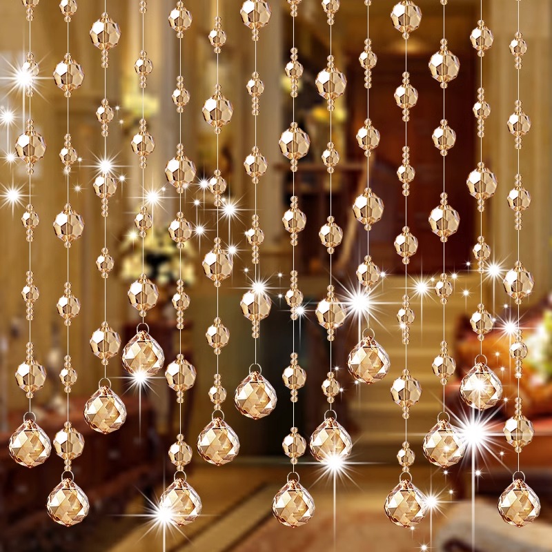 水晶珠帘门帘客厅隔间帘过道装饰入户玄关吊饰新款串珠挂帘免打孔