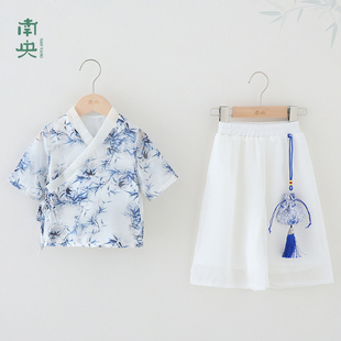 南央汉服男童古装中国风套装夏季薄款男孩改良唐装儿童国学服夏天