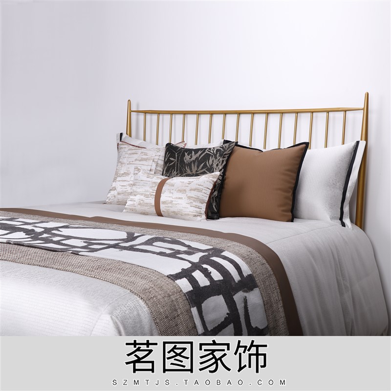 样板房软装家具展厅主卧新中式床品套件客厅沙发抱枕靠垫靠垫搭毯