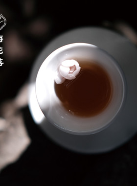 梅花落 闻花杯陶瓷白瓷闻香杯粉色黄色手工捏花主人单杯品茗茶杯