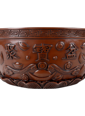 铜匠仁 紫铜聚宝盆摆件实心纯铜铜盆家用客厅存钱罐店铺开业礼品