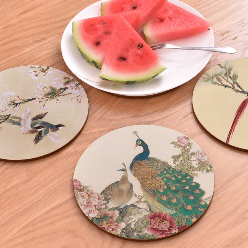 2个装 家用防滑木质隔热垫北欧防烫餐桌垫盘子垫杯垫砂锅垫碗垫子