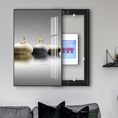 镶钻晶瓷画竖版厨房电表箱遮挡箱家用配电箱盖板装饰画液压式挂画