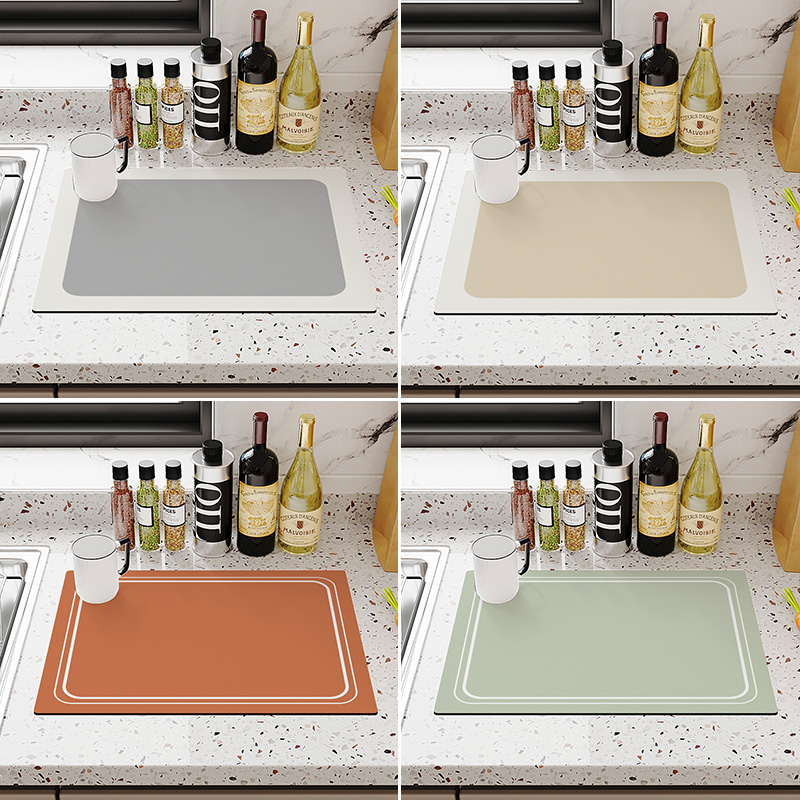 厨房台面垫子软硅藻泥吧台杯子沥水垫餐具碗盘干燥垫洗手台吸水垫