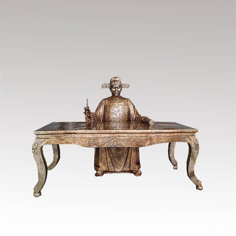 定制玻璃钢彷铜彰显宗人物雕像铸铜户外校园古代文人书法家半身像