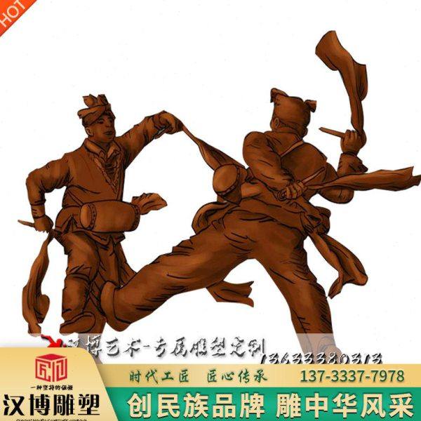 玻璃钢彷铜人物雕塑户外广场铸铜陕北民俗雕像铜雕人物雕塑定制做