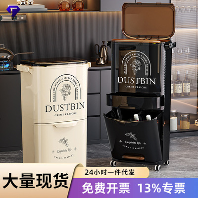 厨房垃圾桶家用2025新款加大容量厨余专用干湿分离分类高款免弯腰