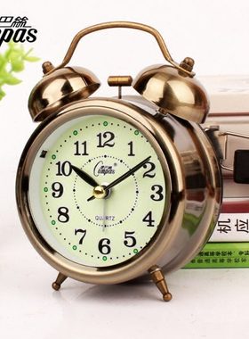 康巴丝静音超大铃声学生简约小闹钟床头时尚数字闹铃卧室夜光创意