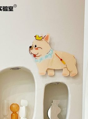 DiDa原创法斗挂钟时钟钟表装饰艺术软装创意可爱小狗挂钟静音