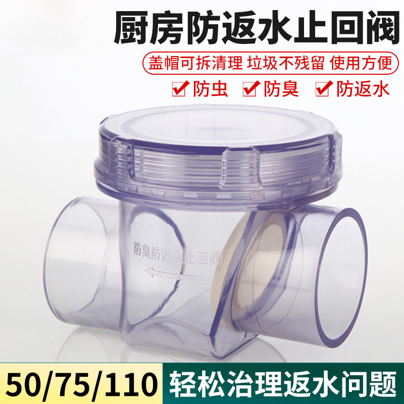 50厨房防返水单向止逆阀75下水管防反水逆止阀防倒灌翻板防回水阀