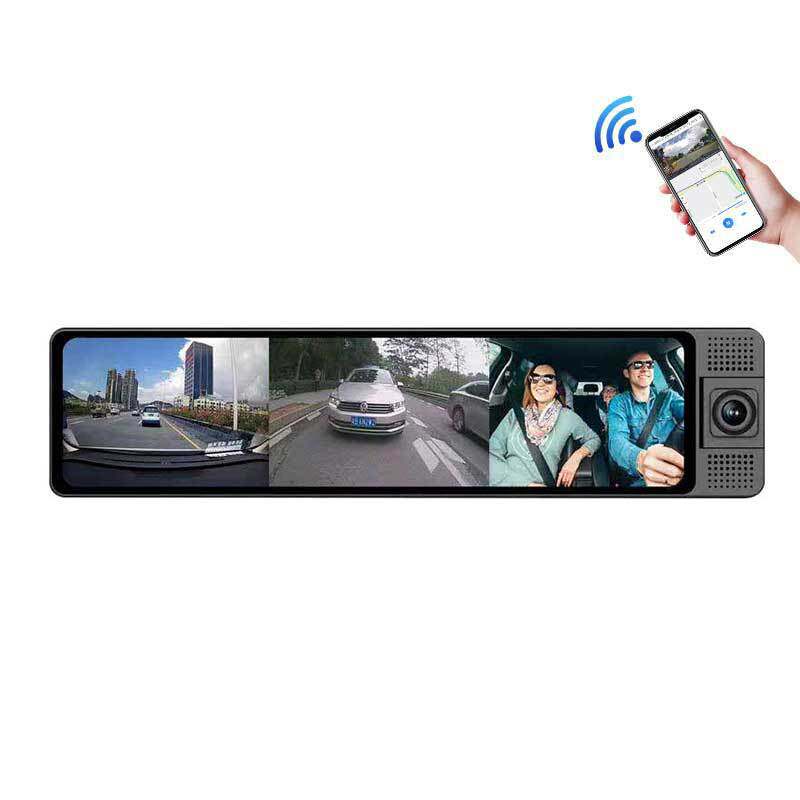 12寸车内外三录流媒体行车记录仪360度全景带WIFI 台湾电子狗测速