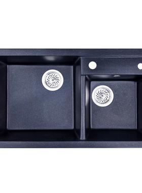 SYS8246货石一件可-英石水槽黑色花岗岩槽不粘油双洗菜盆双盆SYS8