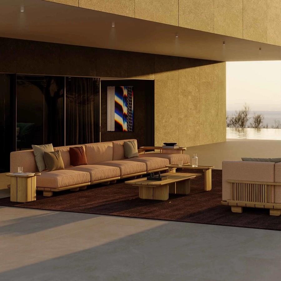 外沙发防雨防晒柚别墅庭院家露天中式木实272户木客厅组合贵妃躺