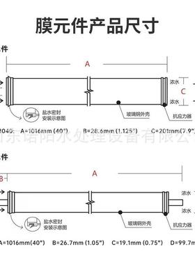 通用4040净渗透滤芯抗污染8040纯水设备r反595渗透膜反工业水高o