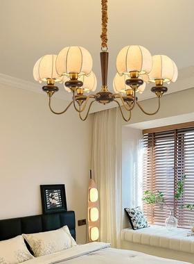 式中灯古客厅吊法布艺花纹卧室灯美式古65433餐厅灯南洋风胡复桃