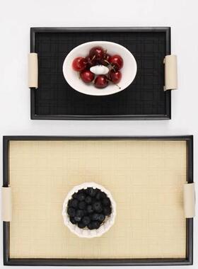 盘手工收皮革纳YHB轻奢玄关首托盘收饰纳桌面摆件茶几家用