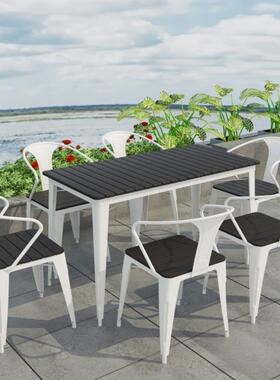 户外木桌塑椅庭院防休腐木室外餐闲桌花园露gz000342天阳台咖啡厅