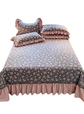 韩式公主风床夹床盖单件加厚花边款榻榻米棉床垫F98HM678三件套四