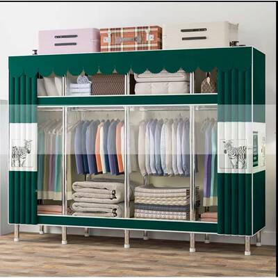 易布GVQ衣柜用卧室全家包钢架衣柜出租房简用钢管加一件邮