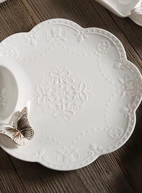 新描金浮雕蝴蝶盘陶瓷餐盘菜盘BEB饺子盘水果盘款分格水果盘