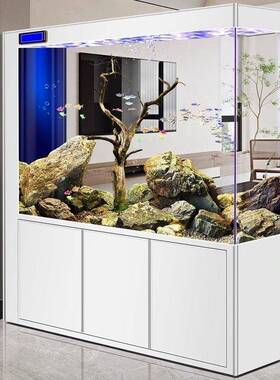 屏风新款一家用鱼缸客厅型底滤地玻大璃生态超白隔断过滤水100604