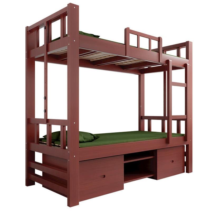 战木床双UOW层床宿舍组合营具实桌椅床单位木质制柜式上下士床上