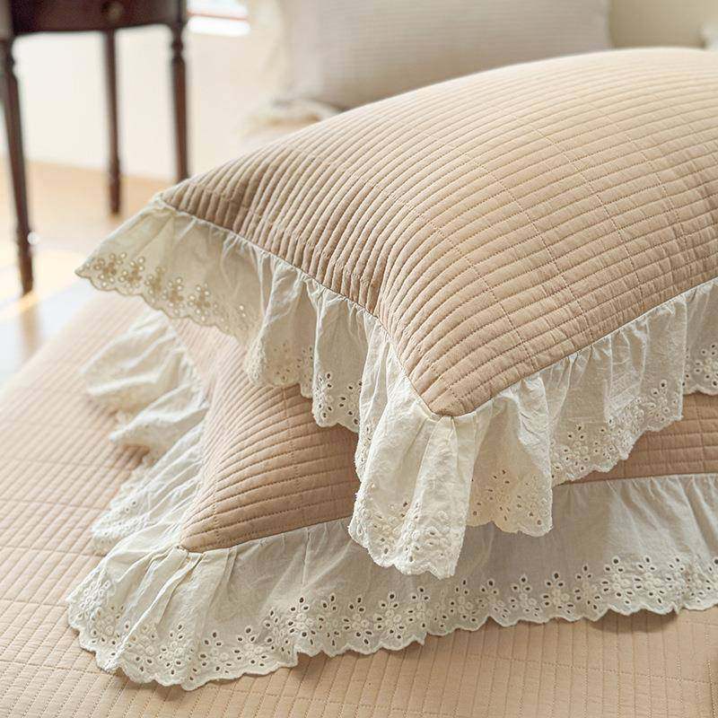 四全棉纯棉斜L11纹床盖单裙件季花边带边夹不棉跑床床单被套三四