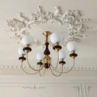 法餐式 复828古客吊厅房南洋衣帽间灯 中古风实木卧室厅魔豆灯美式