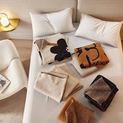 纯棉毯全棉A子半边绒针子织毯沙发办公0005类室午睡毯秋冬懒人毯