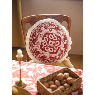 A6L亚沙抱枕靠垫腰装饰沙发客厅红色婚靠枕尼新中式床庆F766T76H