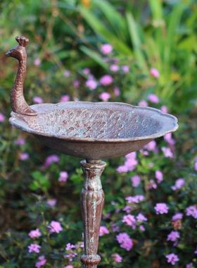 工厂直yy082供美式村铸孔开屏喂鸟铁器花园雀乡摆件别墅庭院花架