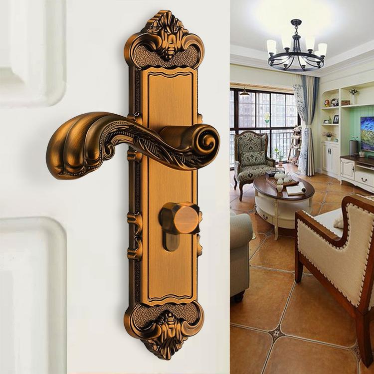 卧厂家直供锁门具欧式锌铜合金锁黄古室91-675TM内门锁室实木门锁