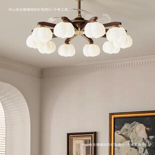 中古扇风客厅隐形风灯美式104复卧古餐厅宋代美学法室式一体吊扇