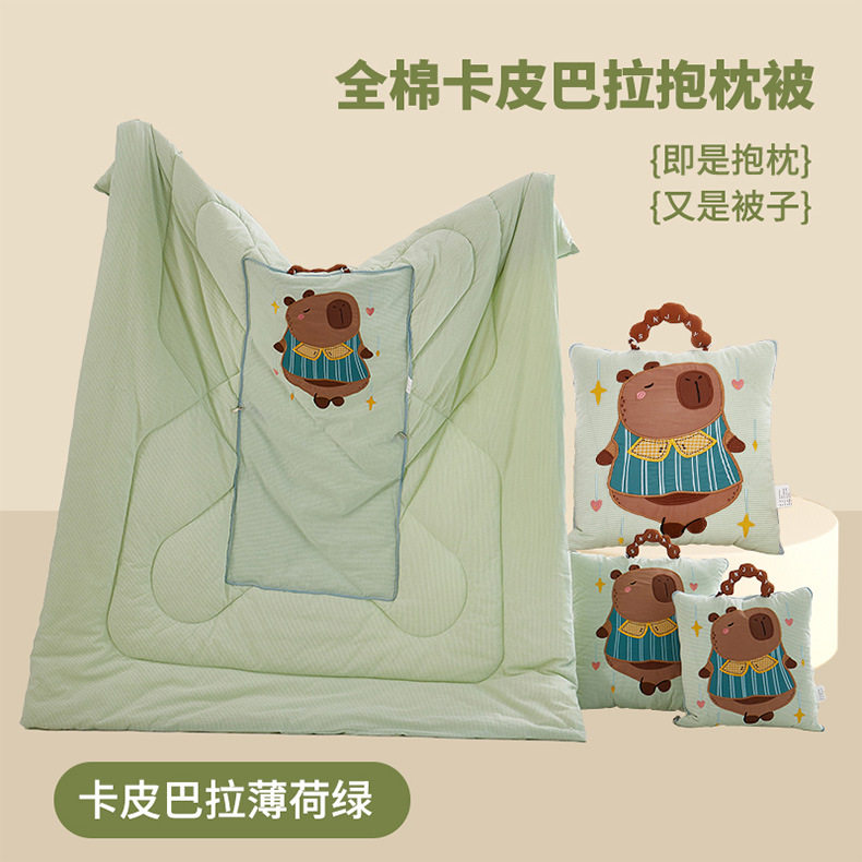 纯棉二合一车载午休抱枕被