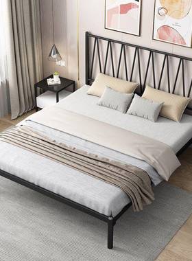 Yl欧式型铁艺床现代约1.5米1简.8铁架床宿a舍单人床SIO经济出租屋