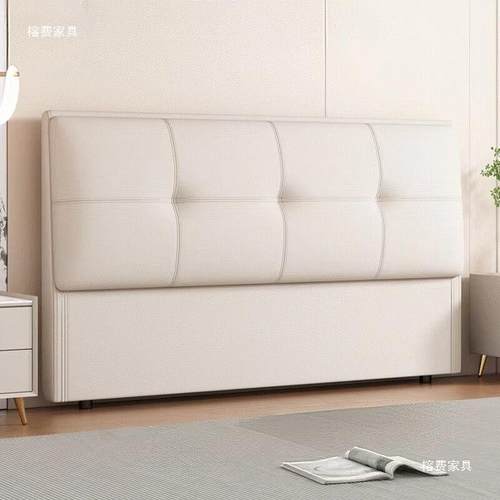 实QIC木床头买靠背单落地代现简包约轻奢背板一体新款软轻奢