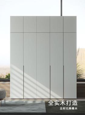 全实AIP橡木衣柜家用卧室现代简组约白开色平门大衣橱装儿童小柜