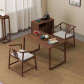 W7新中式 阳台茶桌椅型合老榆用茶台HOZ小户茶几泡组茶桌子家实茶