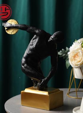 现代简1688意约大卫树脂像创客厅居雕办公家室软装轻奢摆件工艺品