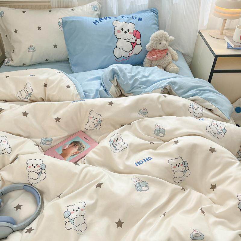 A类品XAkhk8pn婴超软母卡通水洗棉件套学四生宿舍床上用三件套床