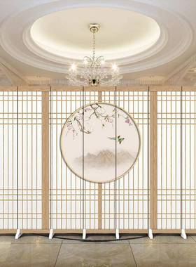 新中式屏风隔断24641客厅店遮挡屏酒卧室办公室简约家折可用移动