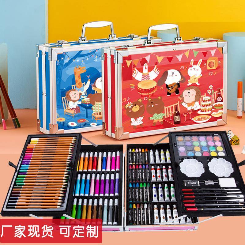 网红CUZ双层画笔套童装儿水彩套笔画画具工颜料男女孩装美术用品