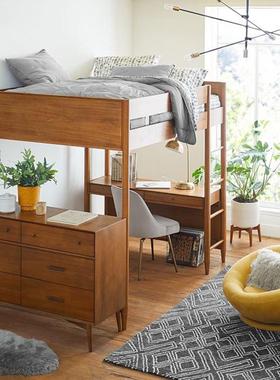 带书桌组高低床宿舍儿童IEN床床合床空成人高架书架床省间多功能