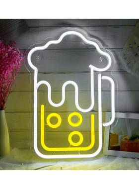 爆D霓虹灯酒吧装饰造型Beer造灯L款E发光广告牌字DOH母灯