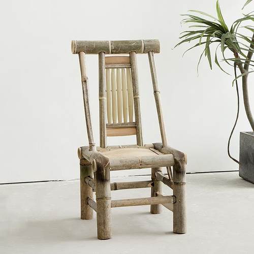 N5竹椅子靠背椅ZUU手竹工老式编竹椅子家用阳台小凳成人藤竹子椅