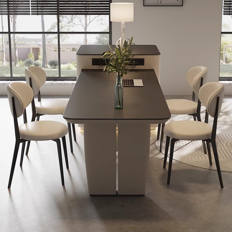 美式式轻奢意岛台餐桌体小户型厨房中岛一CBH长方形岩板台可伸缩