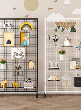 移动GPQ货式架铁丝格架饰品展示架网格置物架地落幼儿园网作品置