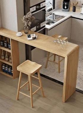 实木台长一条桌家用阳台玄关靠墙窄桌MSU吧子脚厨房隔断体高桌椅