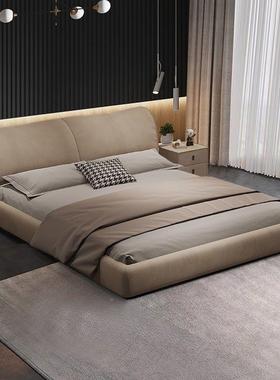 意现式轻主奢卧布URD艺床大象耳朵绒布床代约简1.8*2m双人大床做