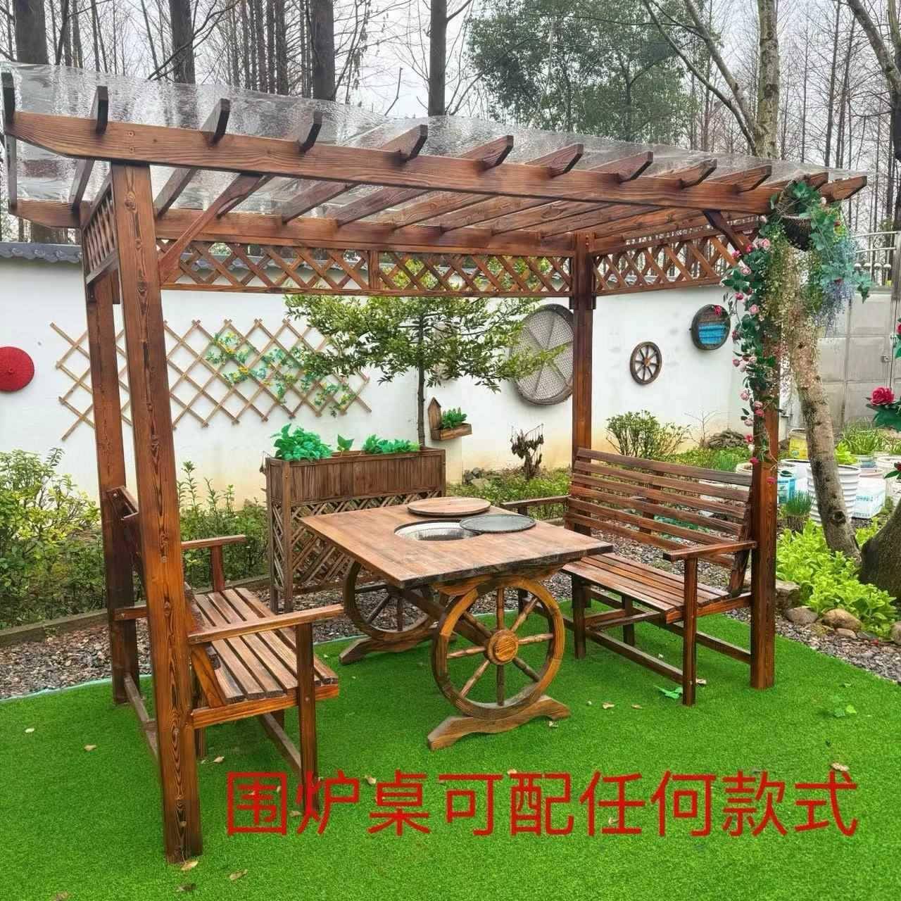 防腐木屋凉亭厂家DS8686J8直葡萄架实木销园花爬藤架花架户外庭家